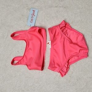 Cat & Jack Infant Girl's 2 Piece Neon Pink Swimwear Set Swimsuit Size 18M